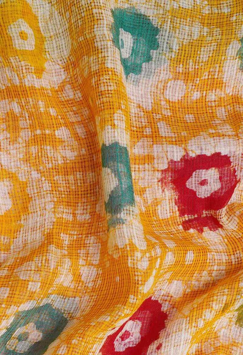 Yellow Pure Hand Batik Kota Cotton Dupatta