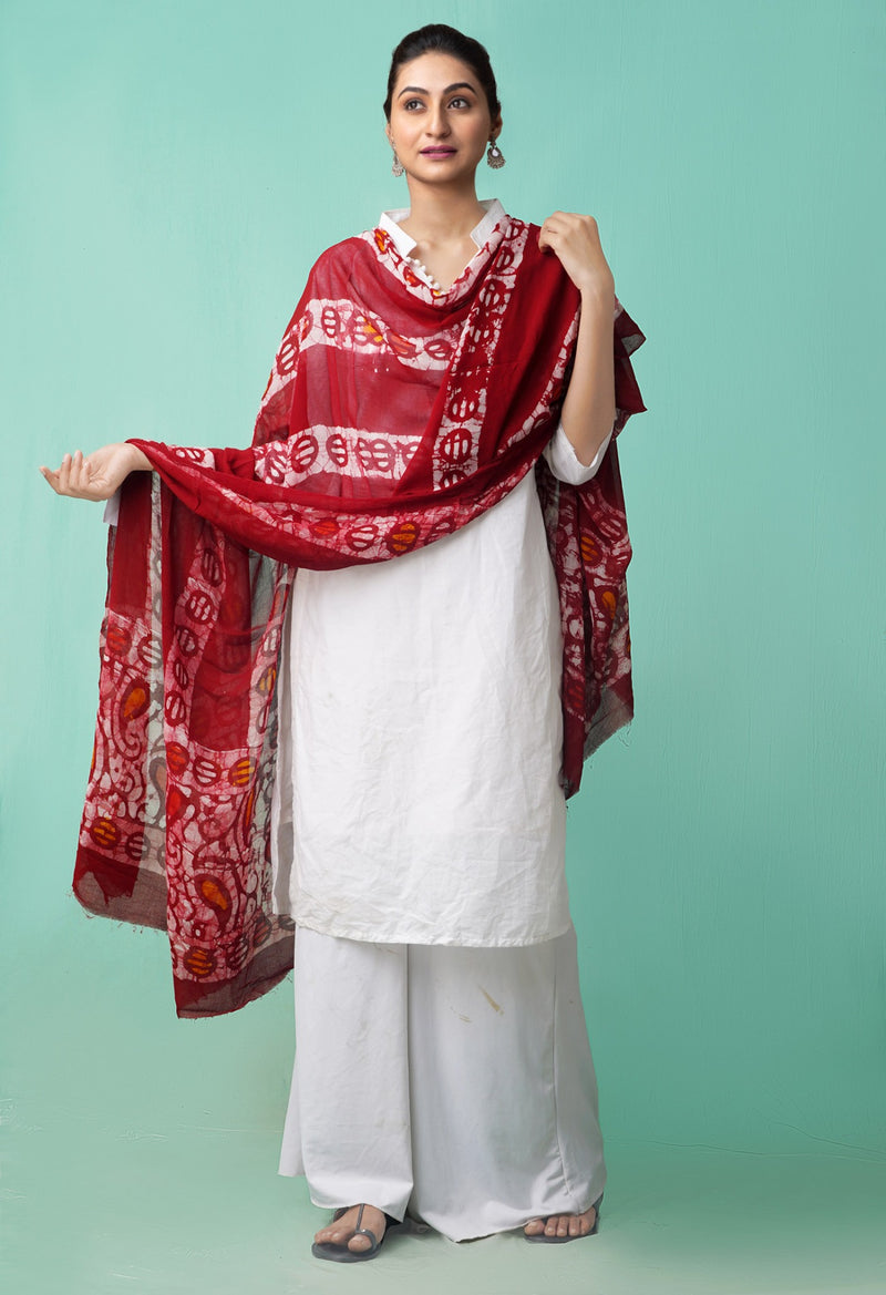 Online Shopping for Maroon Pure Hand Batik Georgette  Dupatta with Batik Prints from Punjab at Unnatisilks.comIndia
