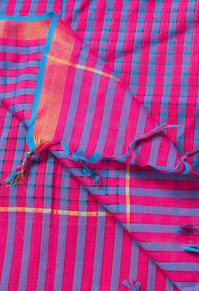 Pink-Blue Pure Mangalagiri Cotton Dupatta