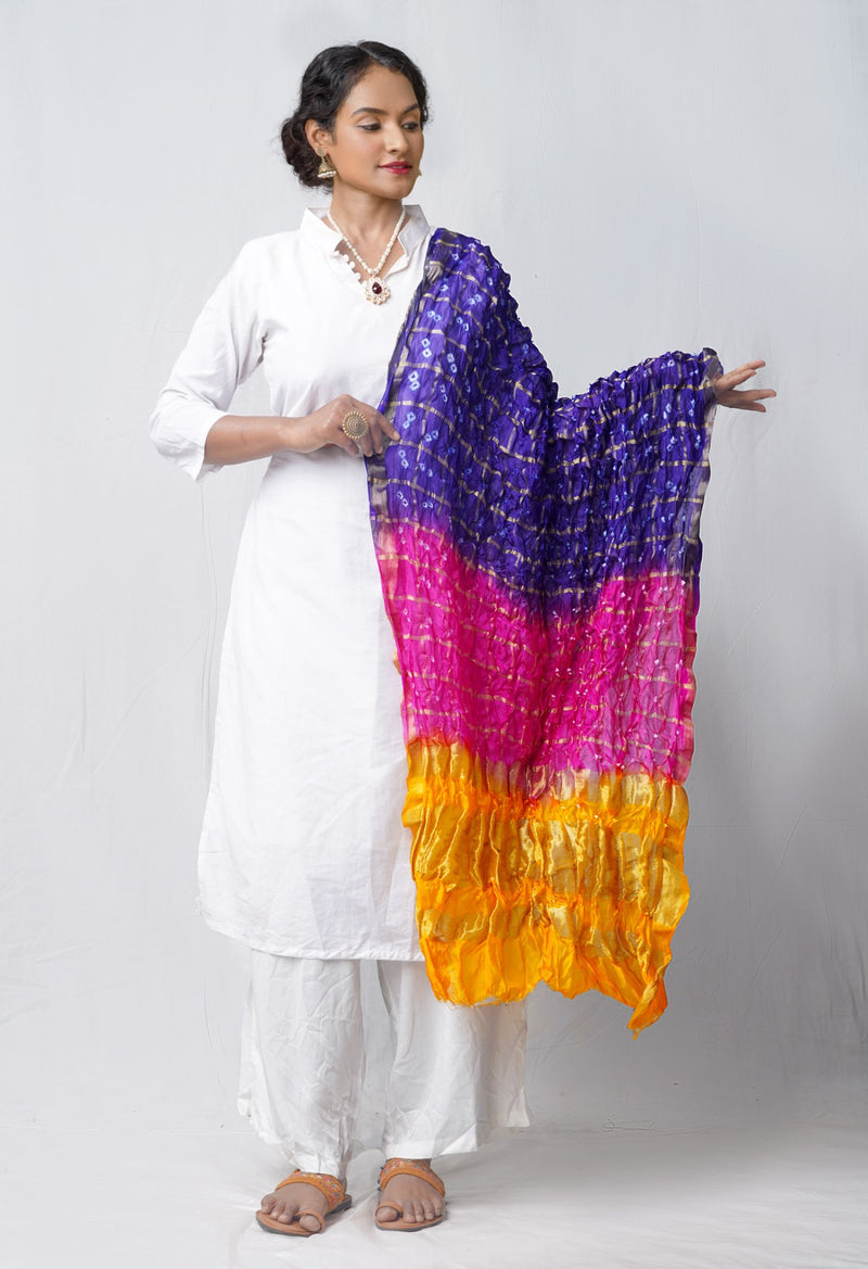 Multi Pure Bandhani Silk Dupatta-UDS3245