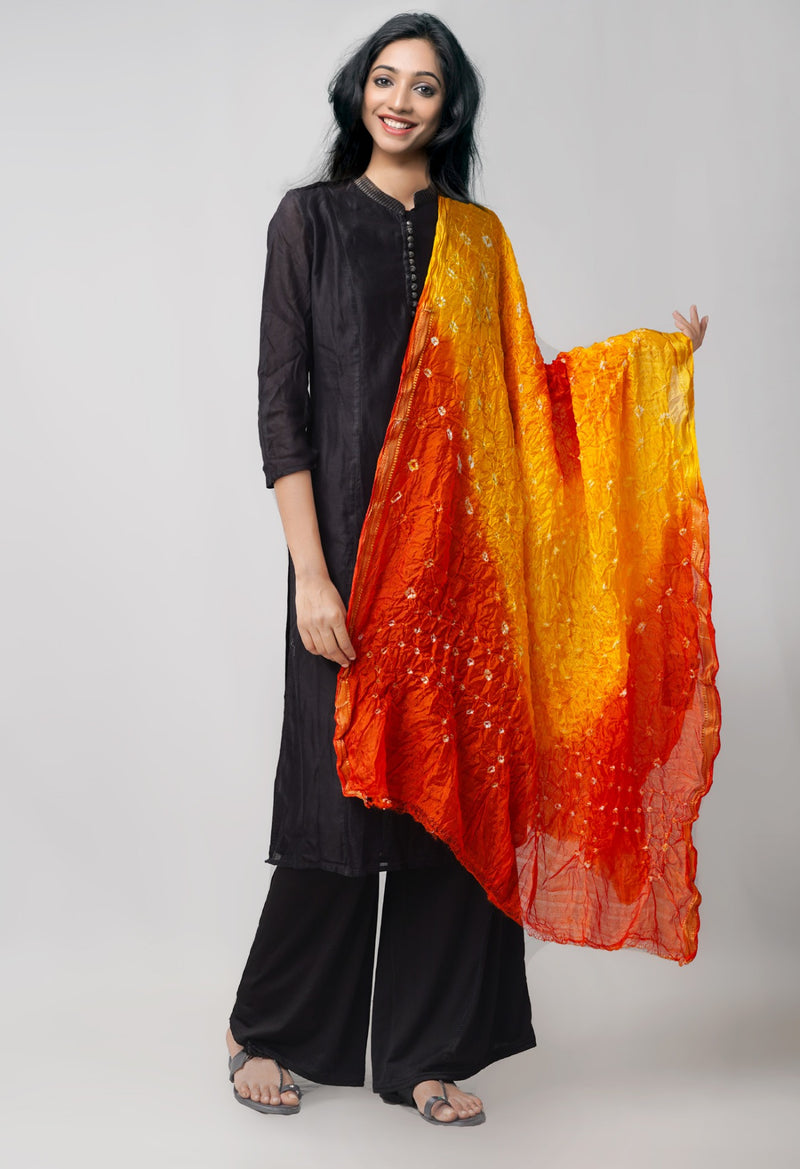 Online Shopping for Multi Pure Bandhani Silk Dupatta with Tie and Dye Bandhani. from Rajasthan at Unnatisilks.comIndia
