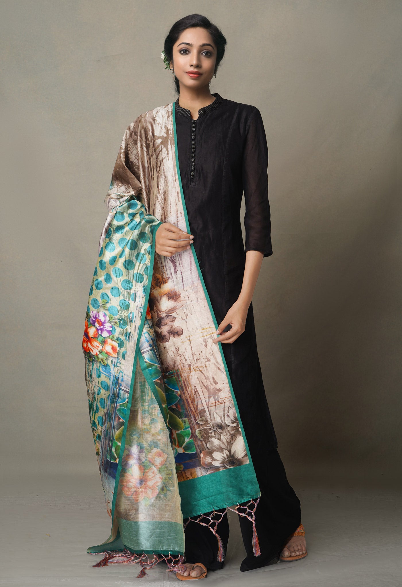 Multi Digital Printed Art Silk Dupatta