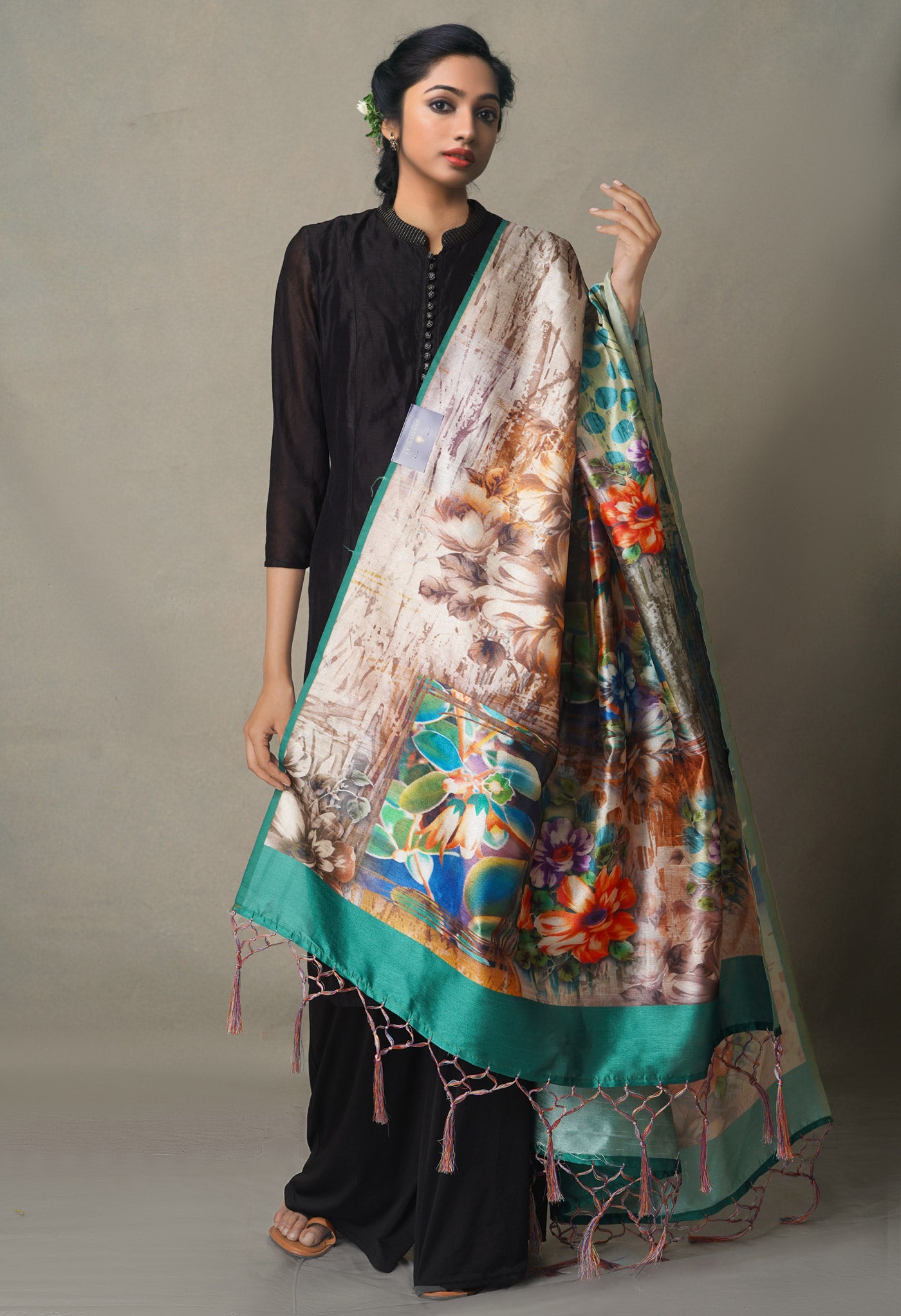 Multi Digital Printed Art Silk Dupatta