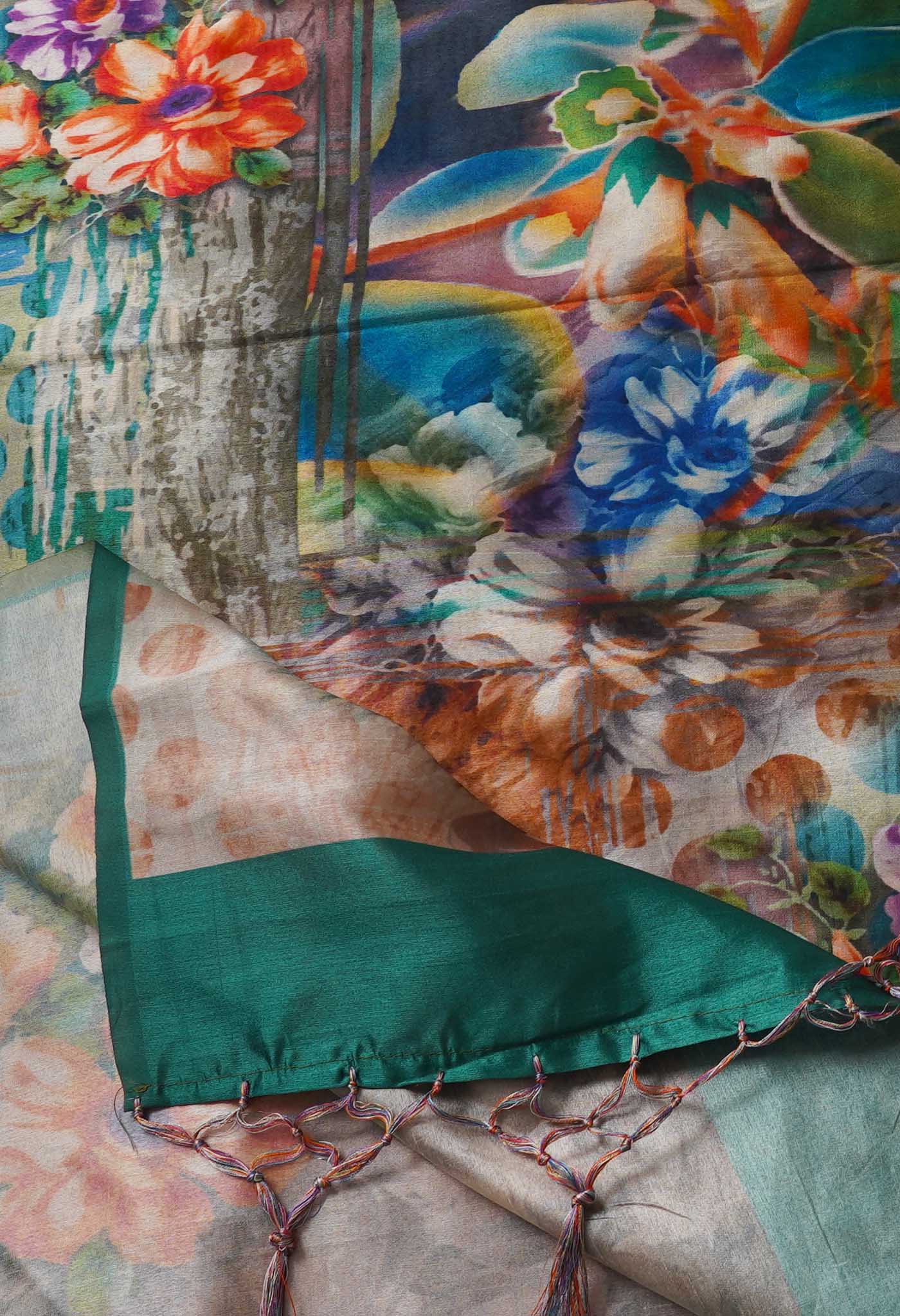 Multi Digital Printed Art Silk Dupatta