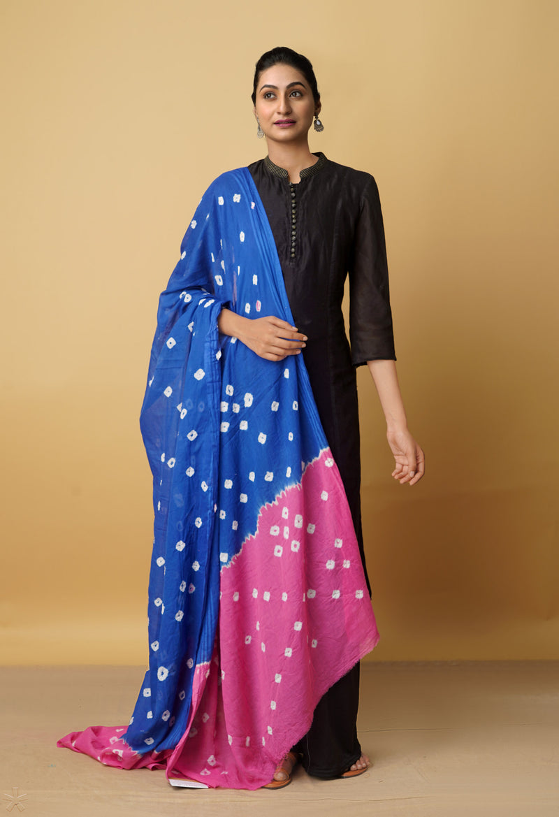 Ultramarine Blue Pure Tie- Dye Shibori Kota Cotton Dupatta- UDS3531