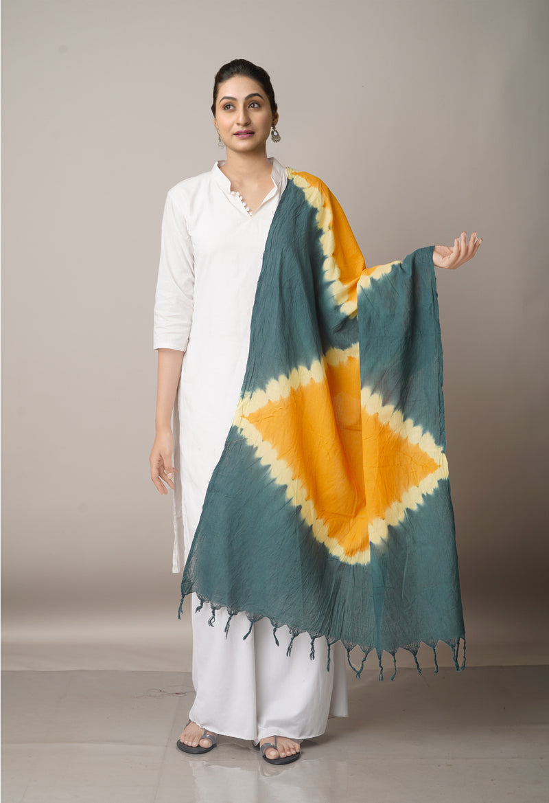 Multi Pure Tie- Dye Shibori Cotton Dupatta-UDS3654
