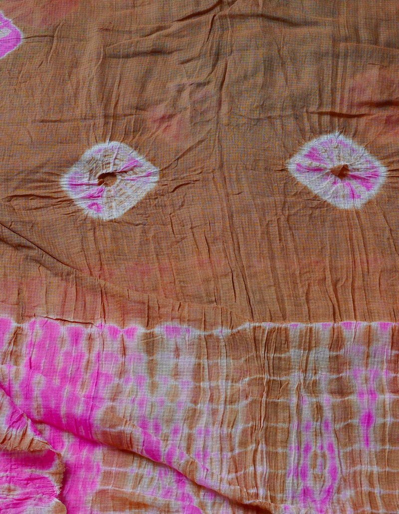 Light Brown Pure Tie- Dye Shibori Kota Dupatta-UDS3702