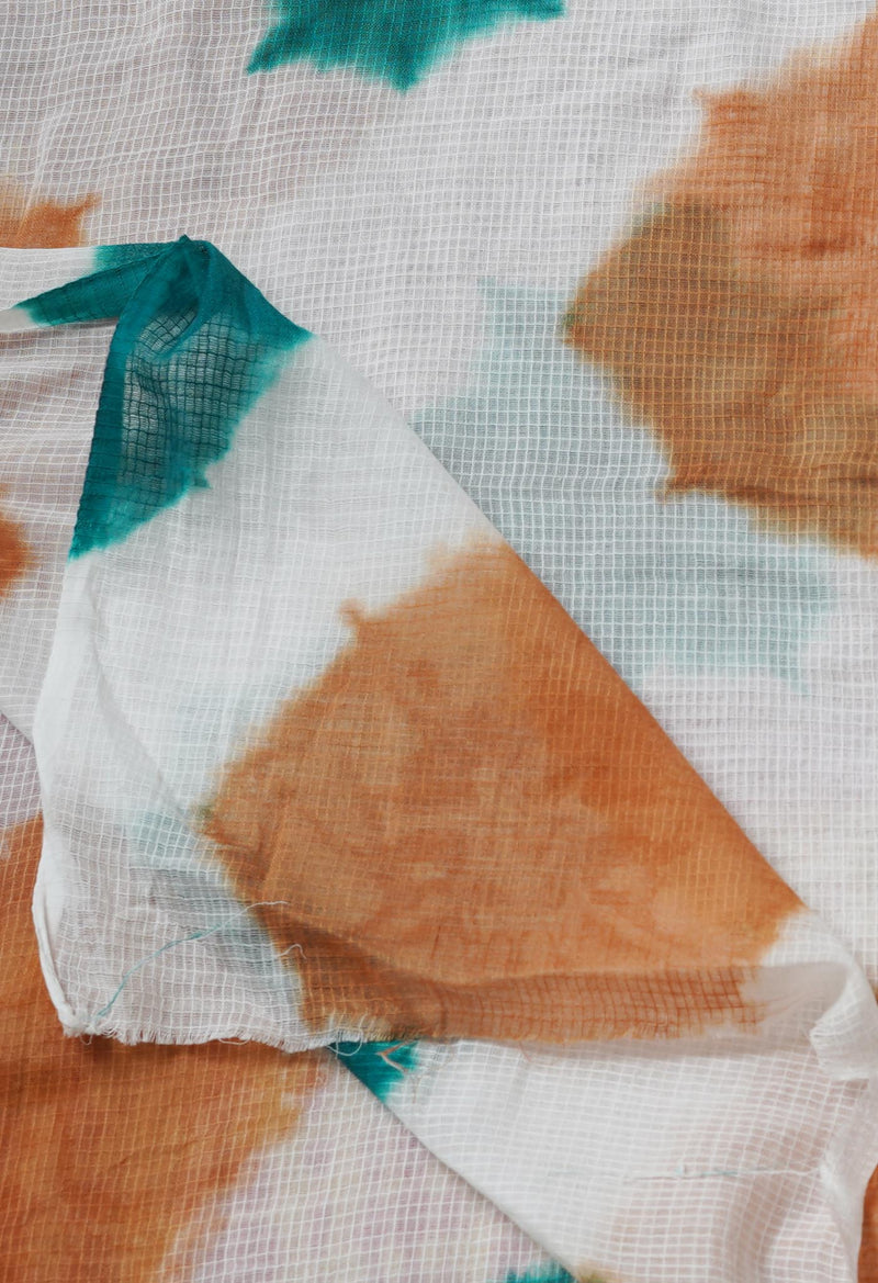 White Pure Tie- Dye Shibori Kota Dupatta-UDS3809