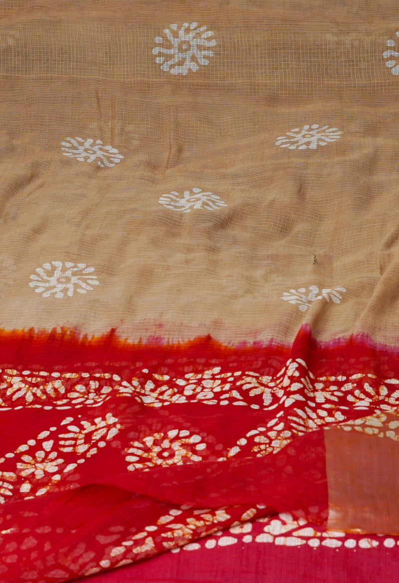 Brown-Maroon Pure Wax Batik Kota Cotton Dupatta-UDS3826