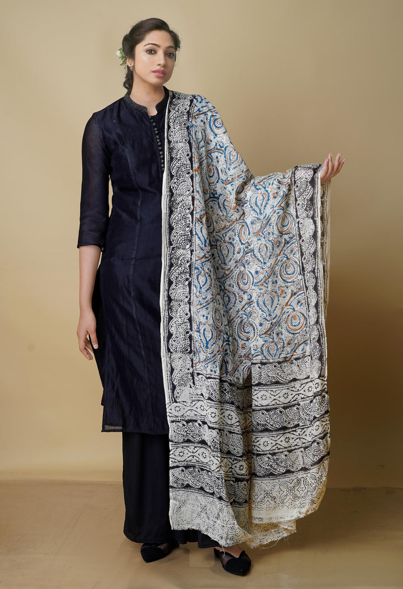 Multi Pure Kalamkari Handblock Printed Kota Dupatta-UDS4006
