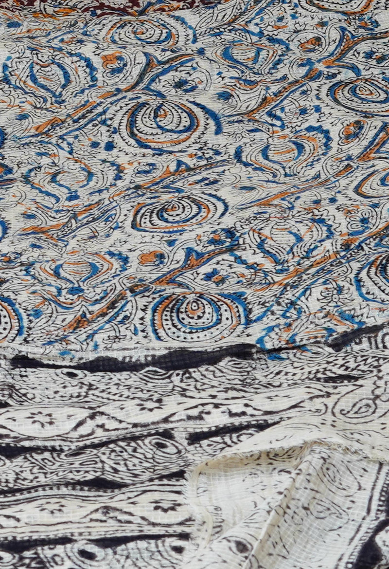 Multi Pure Kalamkari Handblock Printed Kota Dupatta-UDS4006