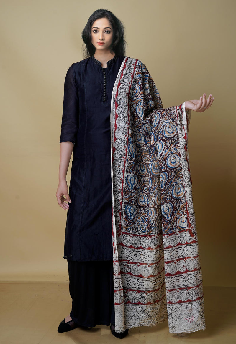Multi Pure Kalamkari Handblock Printed Kota Dupatta-UDS4007