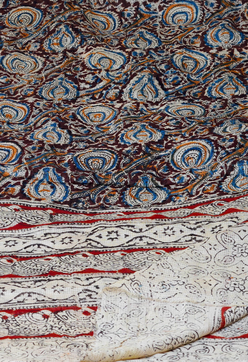 Multi Pure Kalamkari Handblock Printed Kota Dupatta-UDS4007