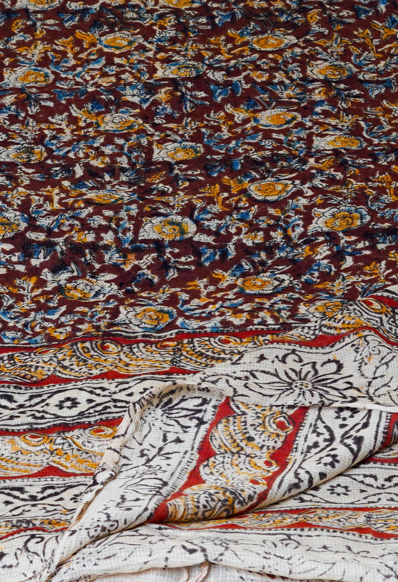 Multi Pure Kalamkari Handblock Printed Kota Dupatta-UDS4008