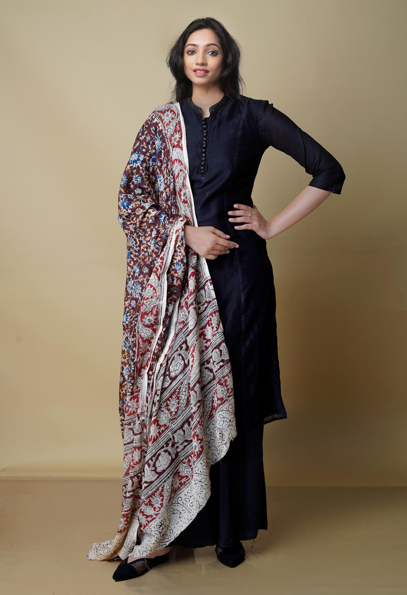 Multi Pure Kalamkari Handblock Printed Kota Dupatta-UDS4010