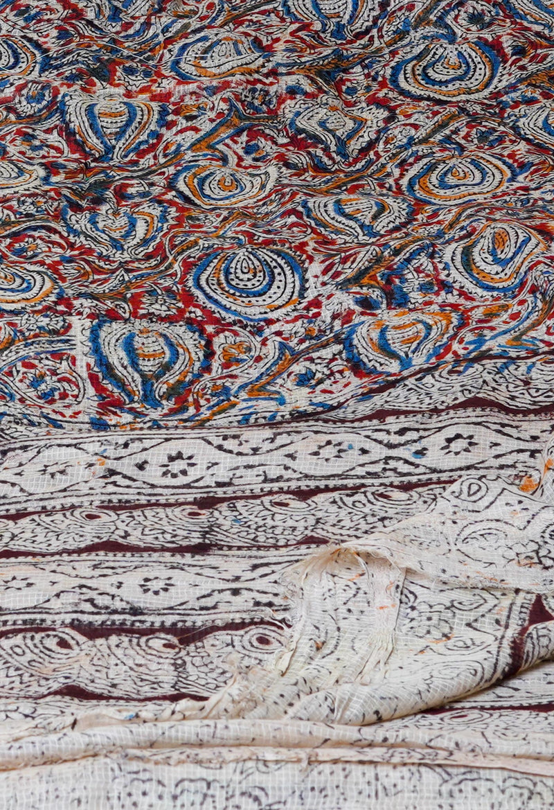 Multi Pure Kalamkari Handblock Printed Kota Dupatta-UDS4014