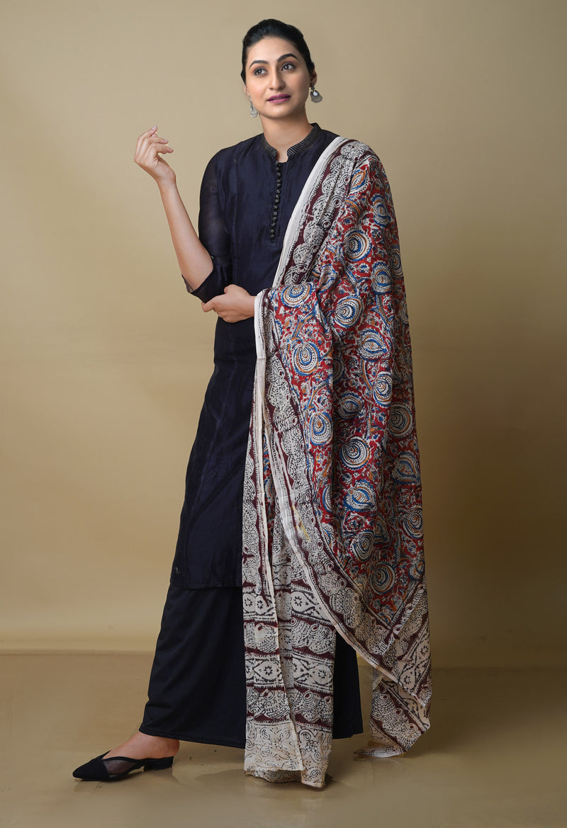 Multi Pure Kalamkari Handblock Printed Cotton Dupatta –UDS4030