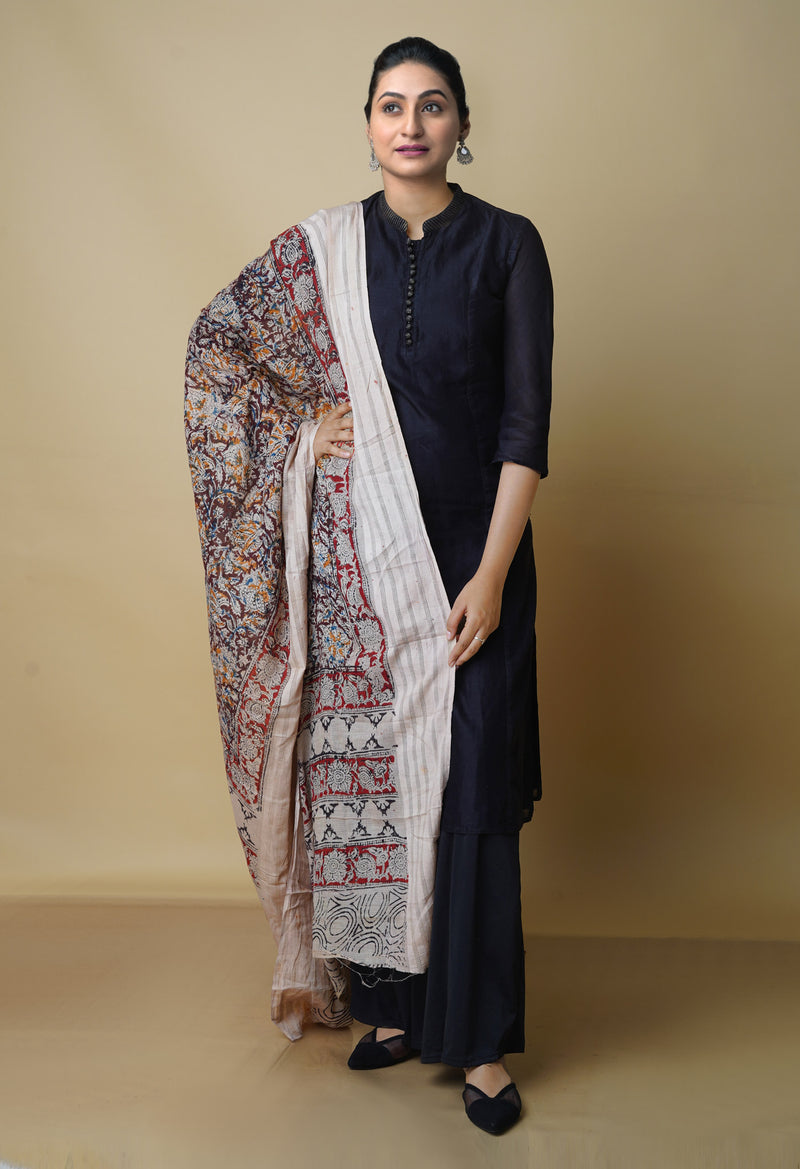 Multi Pure Kalamkari Handblock Printed Cotton Dupatta –UDS4032