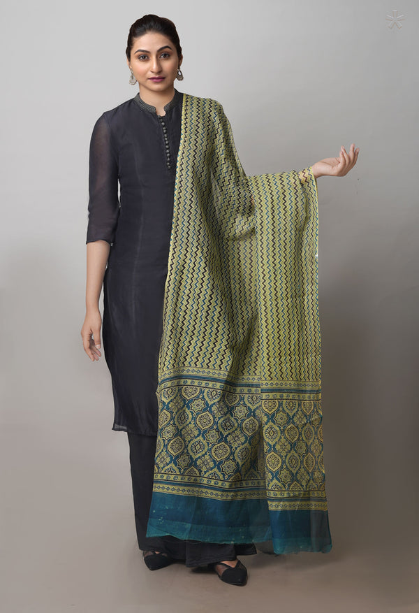 Multi Pure Ajrakh Mulmul Kota Cotton Dupatta-UDS4163