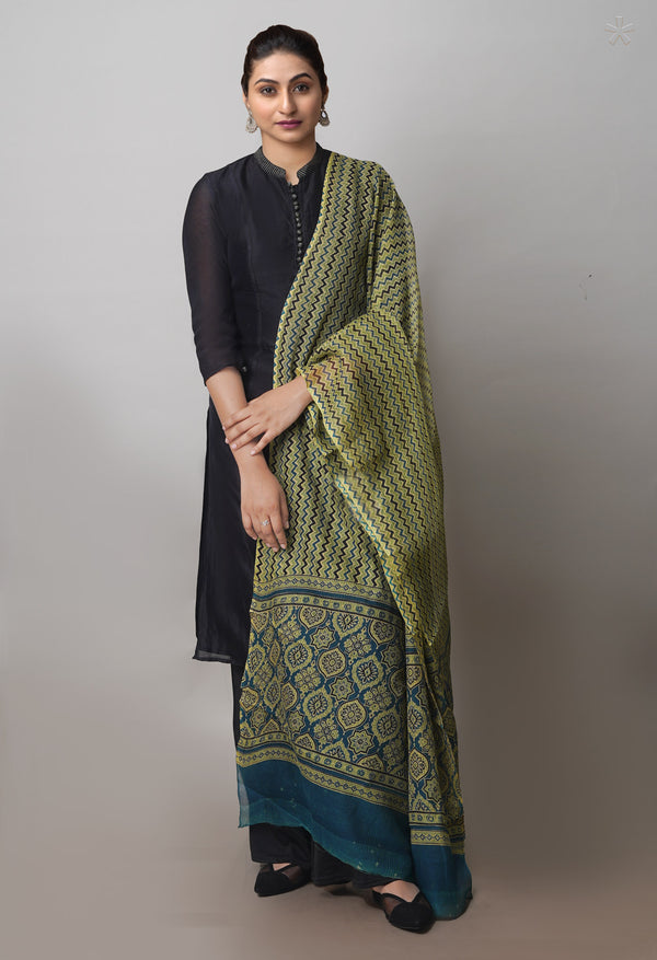 Multi Pure Ajrakh Mulmul Kota Cotton Dupatta-UDS4163