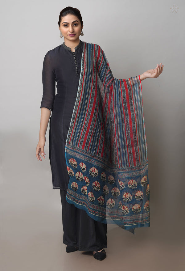 Multi Pure Ajrakh Mulmul Kota Cotton Dupatta-UDS4164