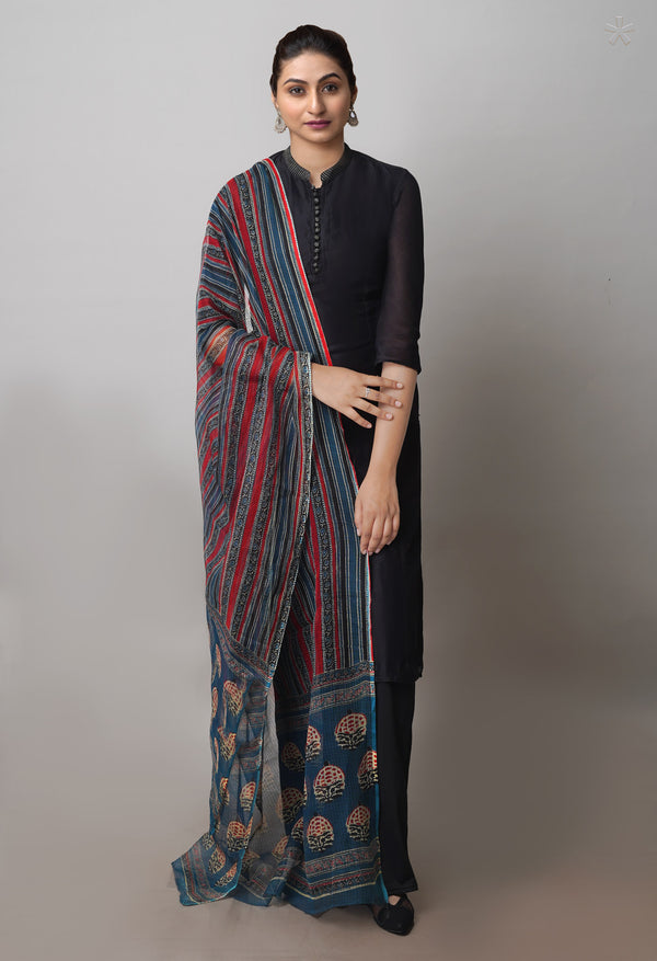 Multi Pure Ajrakh Mulmul Kota Cotton Dupatta-UDS4164