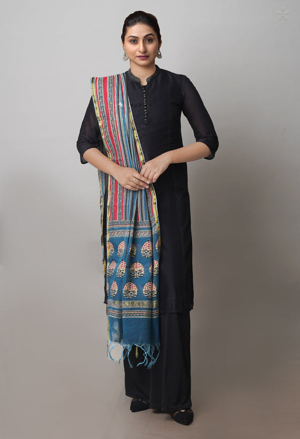 Multi Pure Ajrakh Mulmul Kota Cotton Dupatta-UDS4165