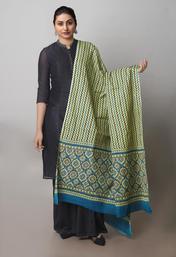 Multi Pure Ajrakh Mulmul Cotton Dupatta-UDS4170