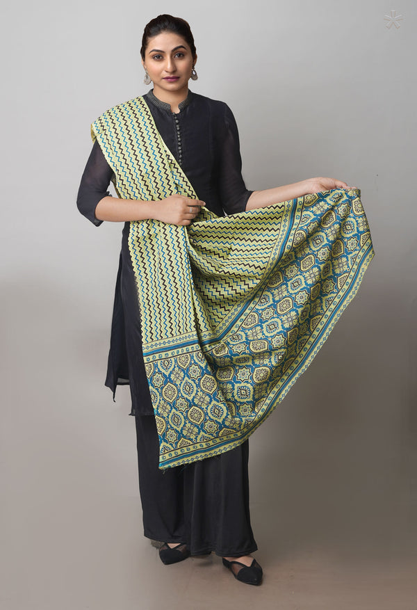 Multi Pure Ajrakh Mulmul Cotton Dupatta-UDS4171