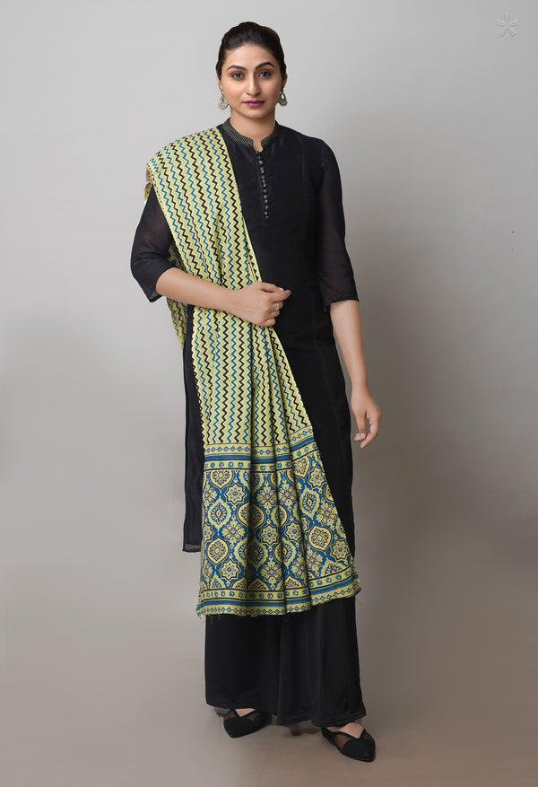 Multi Pure Ajrakh Mulmul Cotton Dupatta-UDS4171