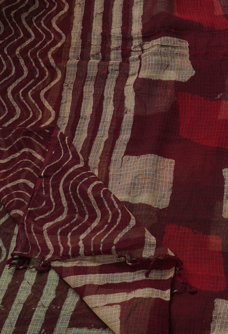 Online Shopping for Maroon Pure Kota Silk Dupatta with Bagru Prints from  Rajasthan at Unnatisilks.com, India 