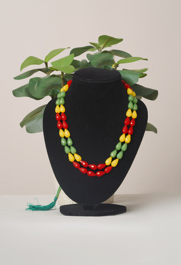 Multi Amravati Long Oval Shape Beads Necklace - UJ456