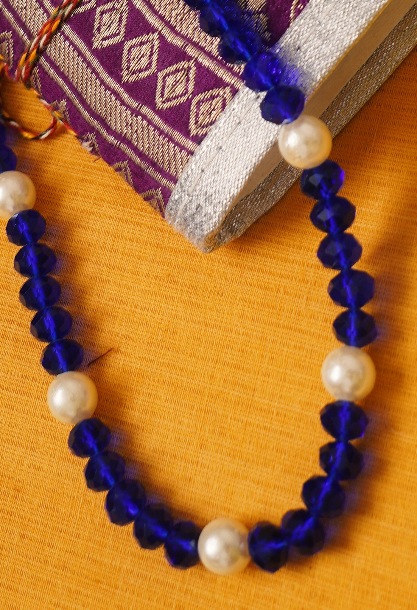 Blue-White Amravati Crystal Necklace- UJ460