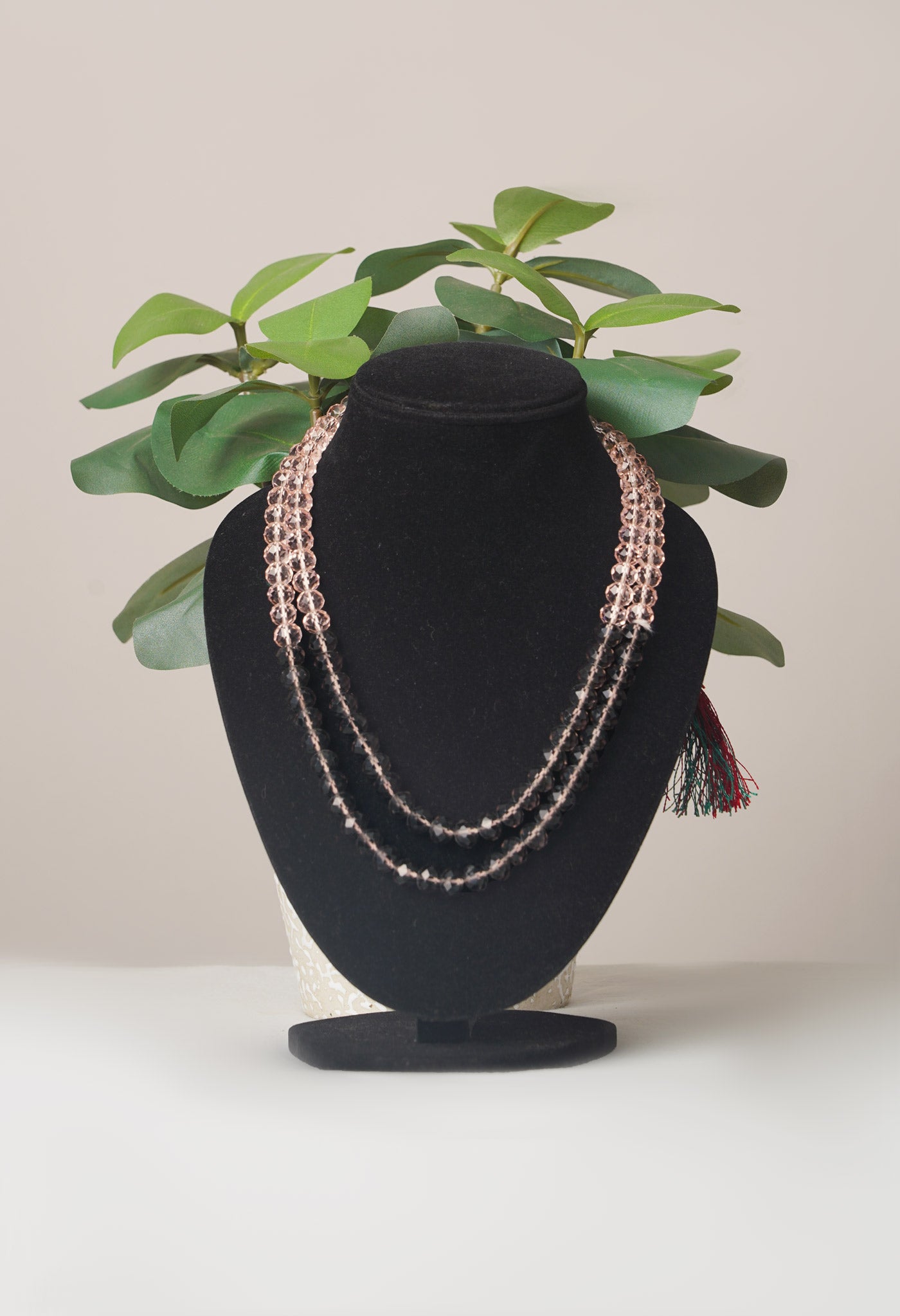 Pink-Grey Amravati Crystal Necklace- UJ463