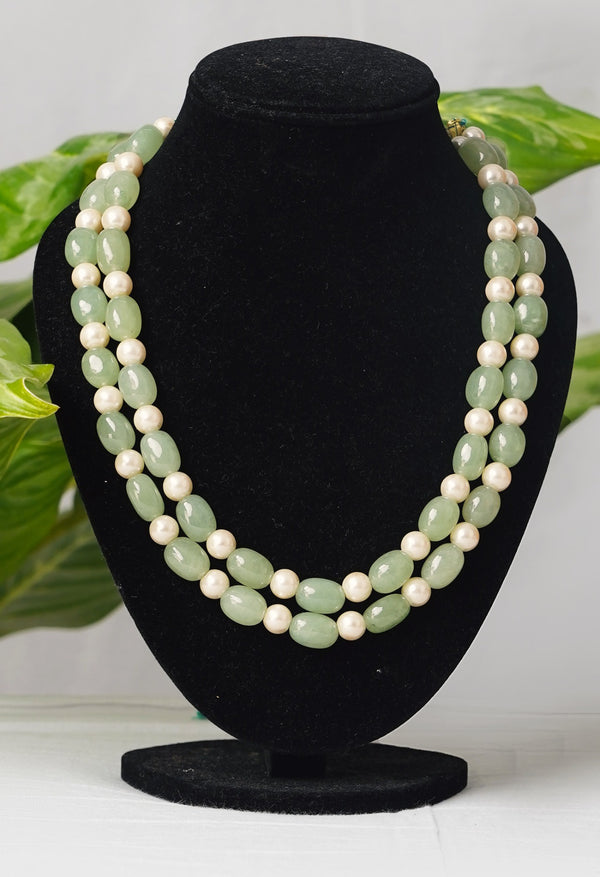 Green-White Amravati Ocean Beads Necklace