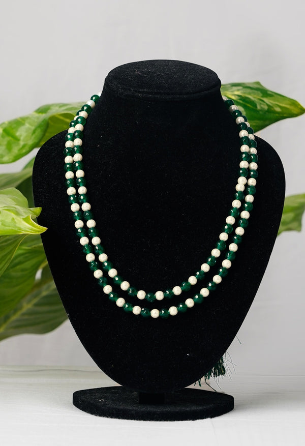 Green-White Amravati Ocean Beads Necklace