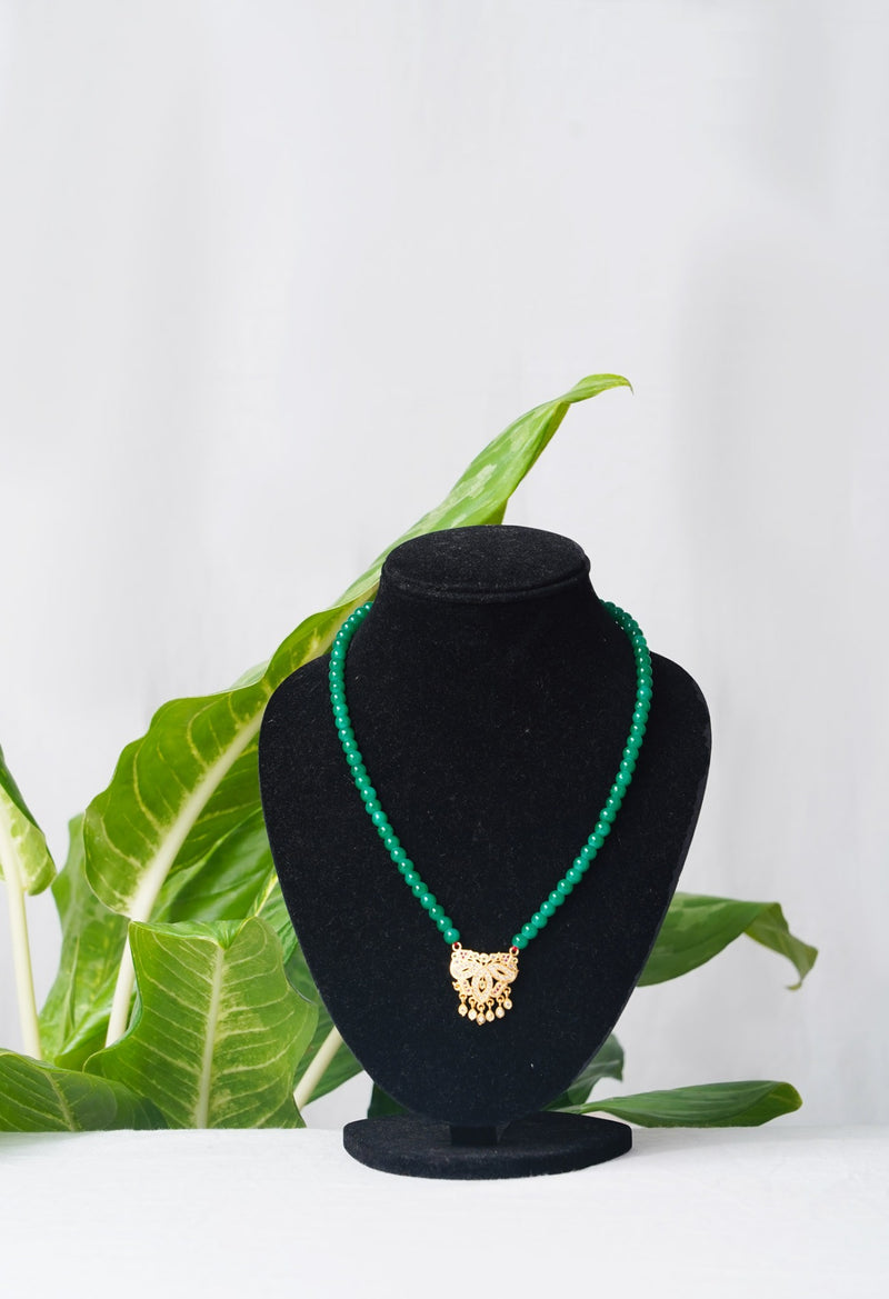 Online Shopping for Green Amravati Ocean Beads Necklace with Micro Gold Plated Pendant   from Andhra Pradesh at Unnatisilks.comIndia
