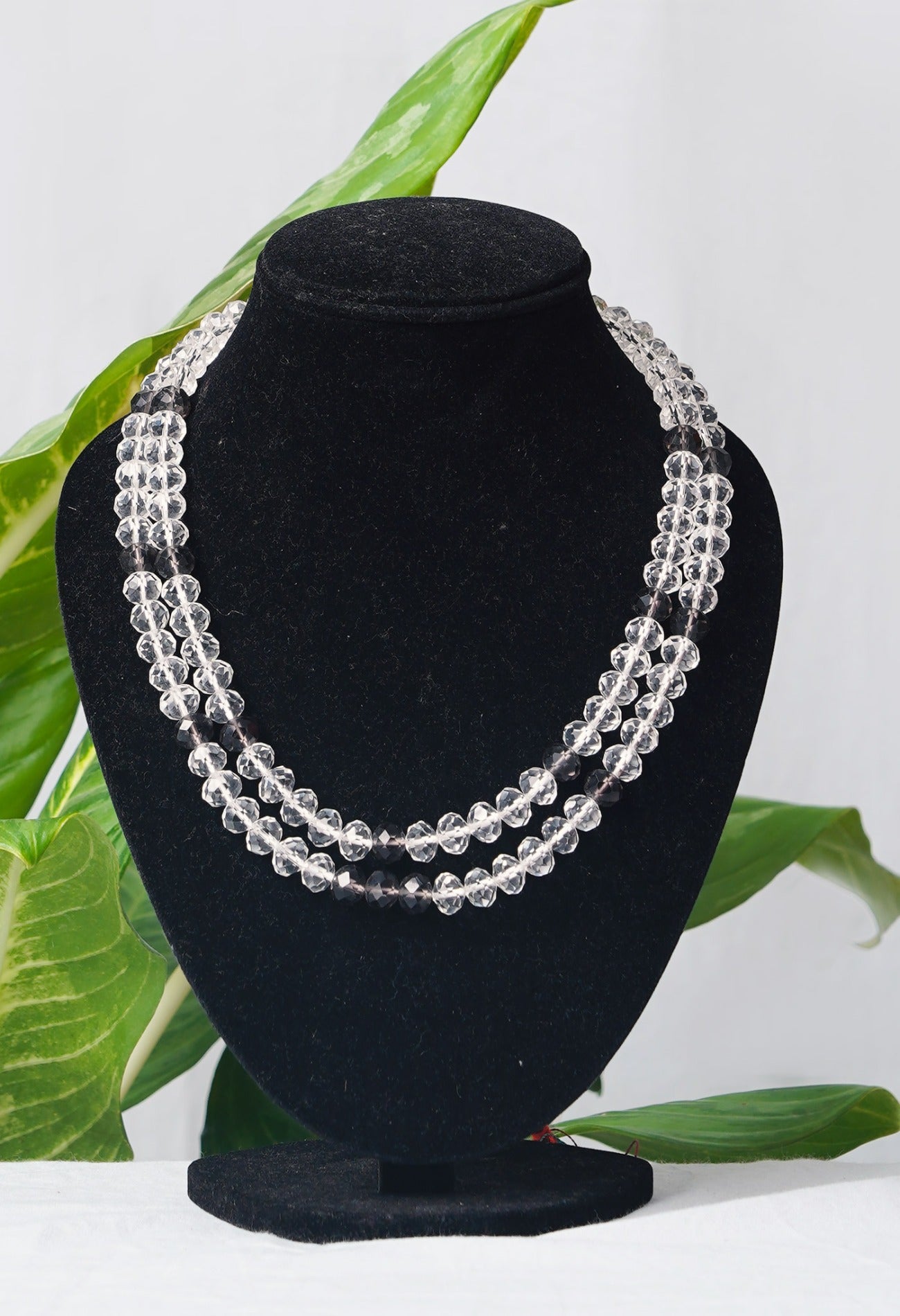 White-Grey Amravati Crystal Necklace-UJ185