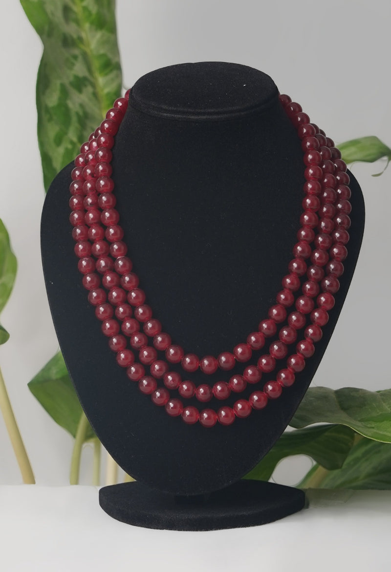Red Amravati Ocean Beads Necklace