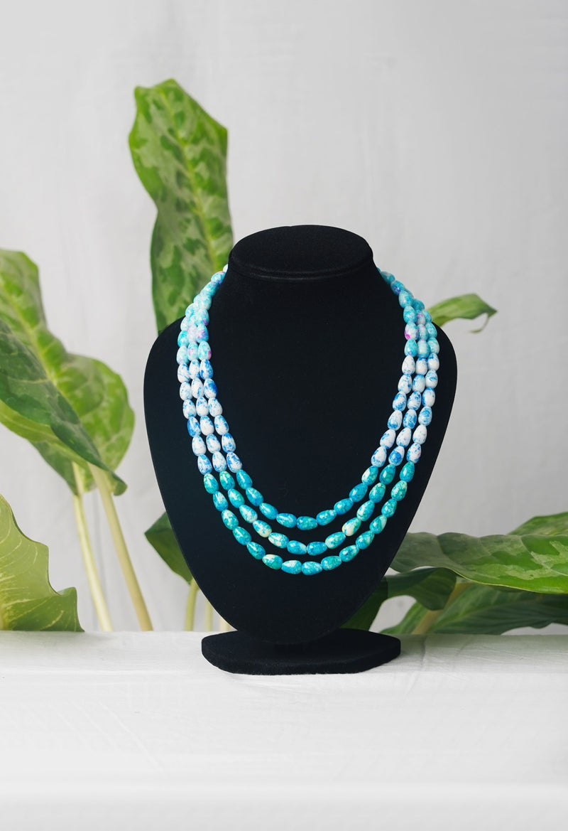 Online Shopping for Blue Amravati Ocean Oval Shape Beads Necklace  with jewellery from Andhra Pradesh at Unnatisilks.com India
