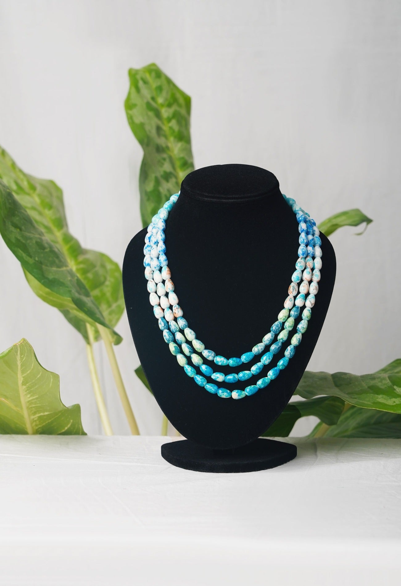 Online Shopping for Blue Amravati Ocean Oval Shape Beads Necklace  with jewellery from Andhra Pradesh at Unnatisilks.com India
