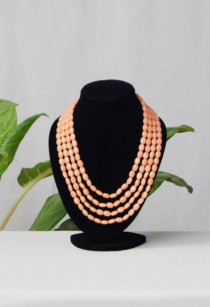 Online Shopping for Peach pink Amravati Long Oval Shape Beads   with jewellery from Andhra Pradesh at Unnatisilks.com India
