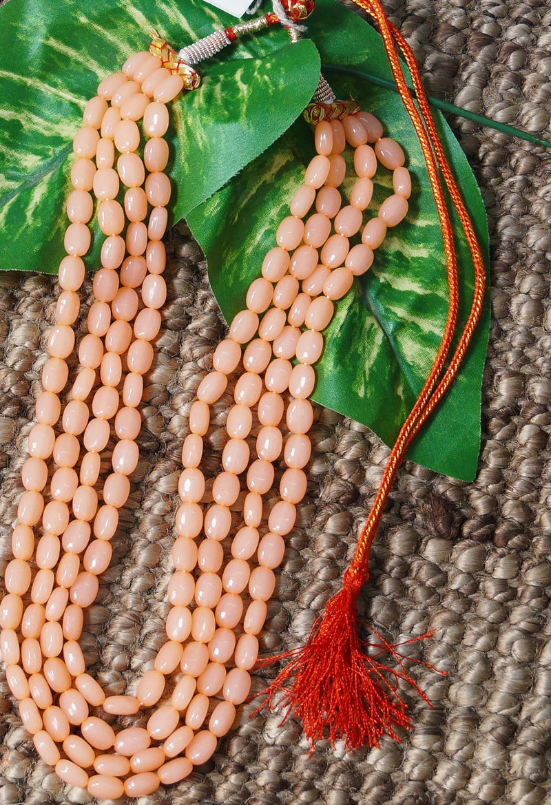Peach pink Amravati Long Oval Shape Beads-UJ279