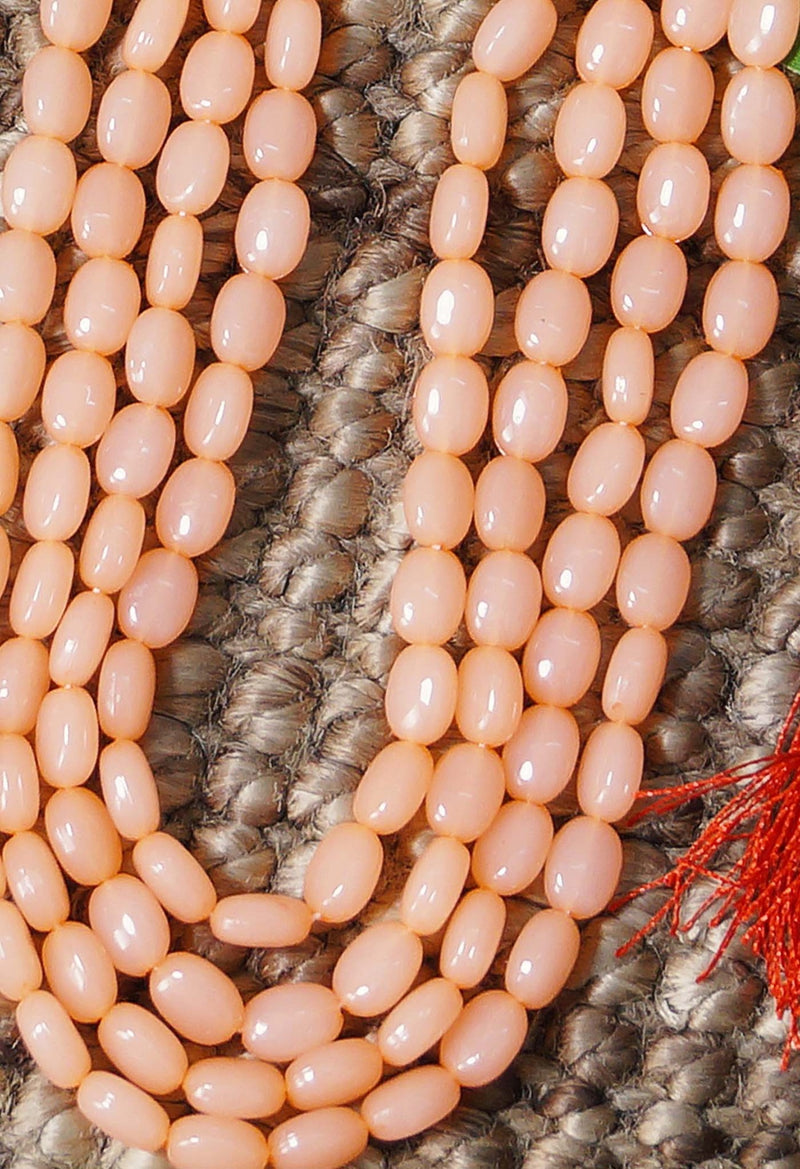 Online Shopping for Peach pink Amravati Long Oval Shape Beads   with jewellery from Andhra Pradesh at Unnatisilks.com India
