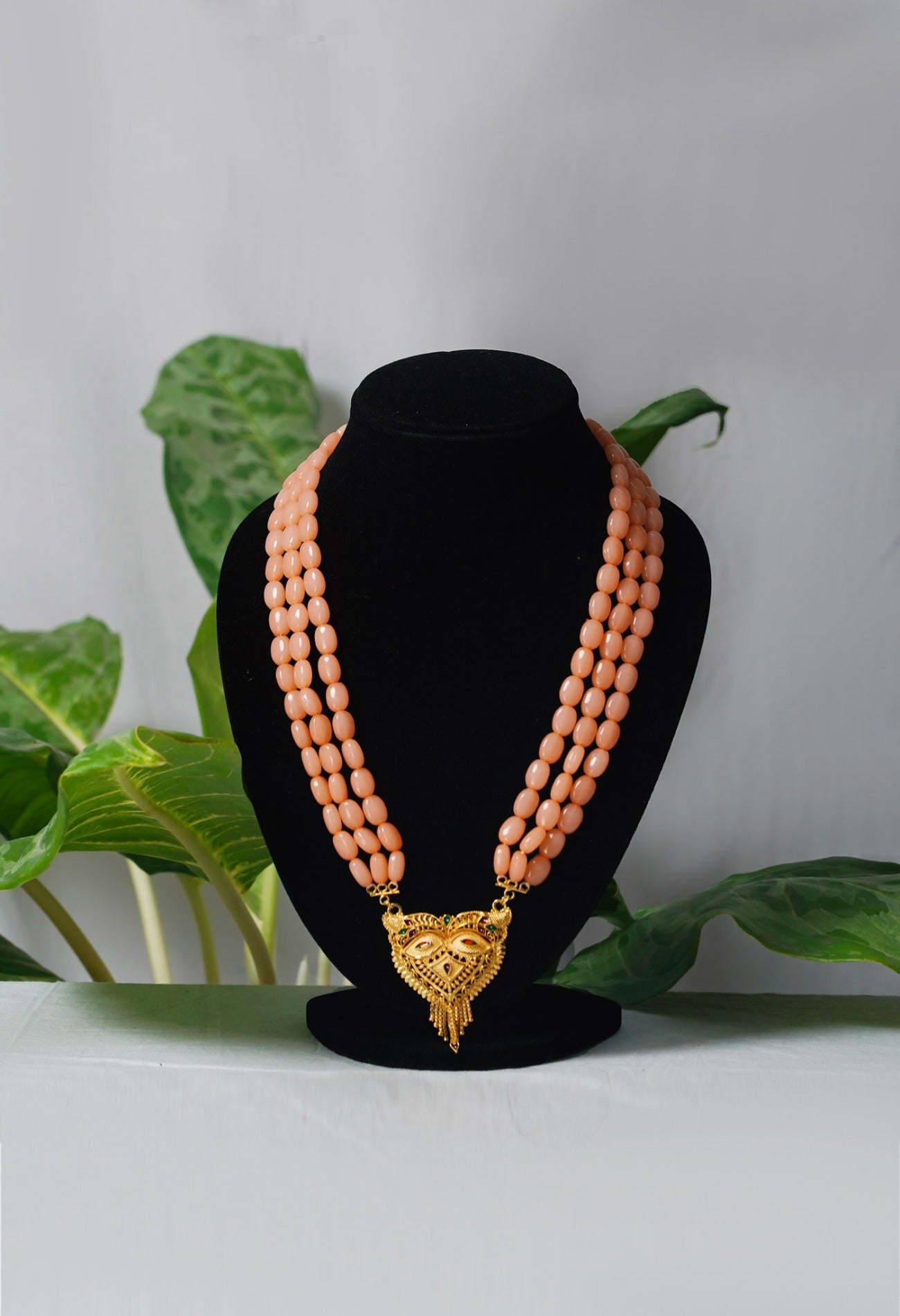 Online Shopping for Orange Amravati oval Beads Necklace with Pendent with jewellery from Andhra Pradesh at Unnatisilks.com India
