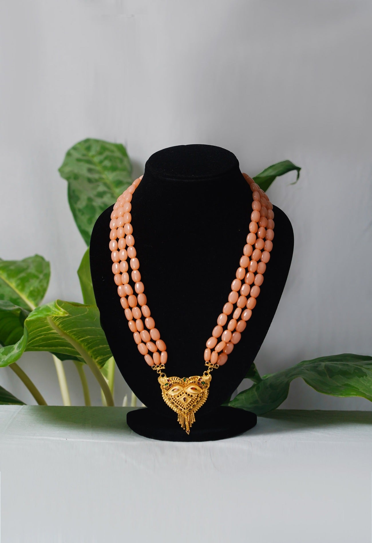 Online Shopping for Orange Amravati oval Beads Necklace with Pendent with jewellery from Andhra Pradesh at Unnatisilks.com India
