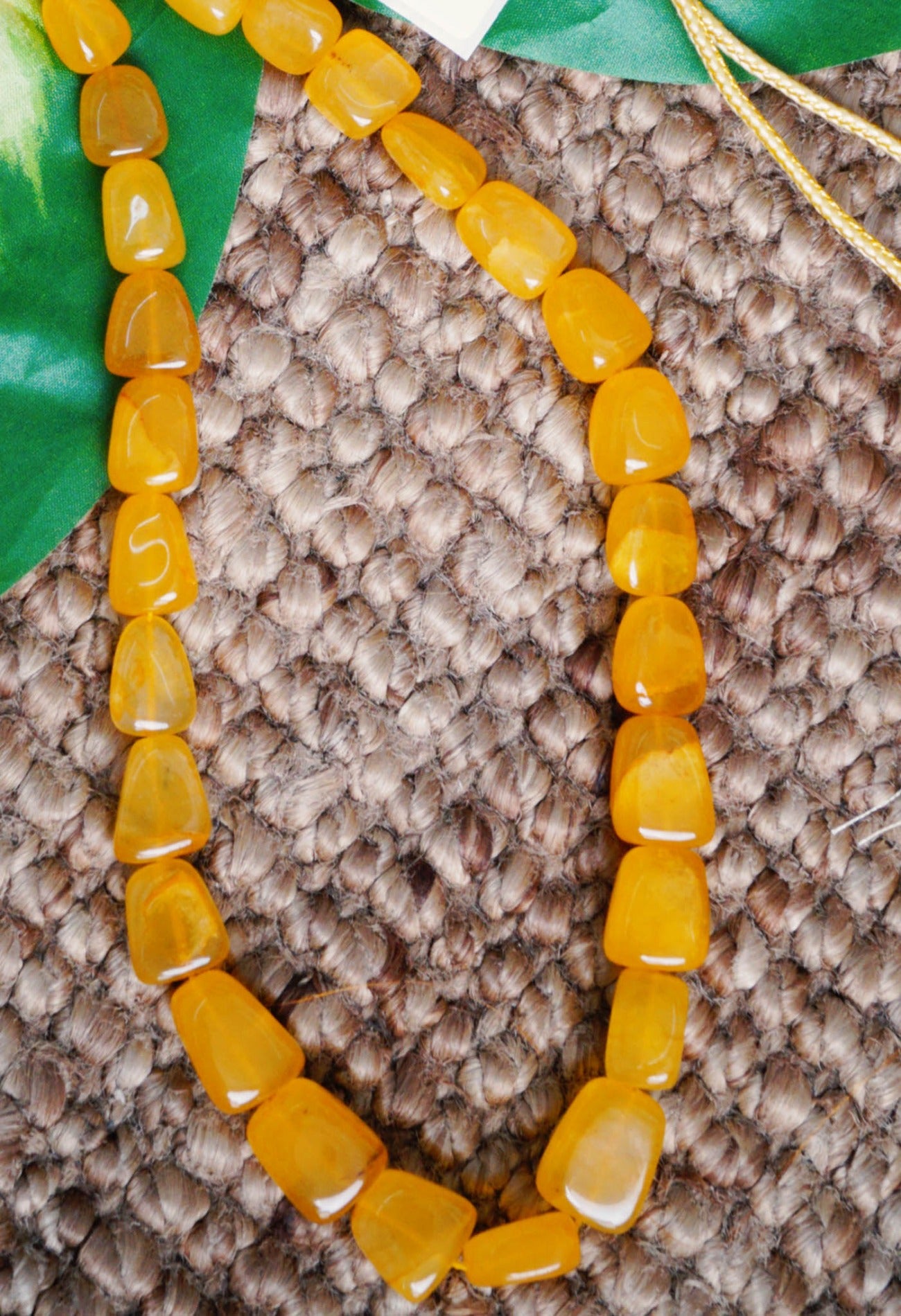 Yellow Amravati Ocean Beads Necklace with Thread-UJ373