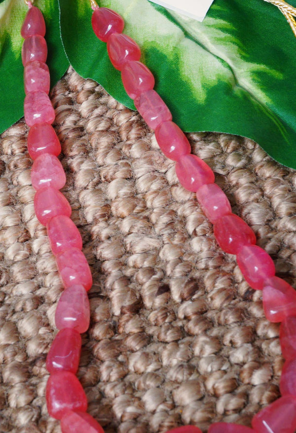 Pink Amravati Ocean Beads Necklace with Thread