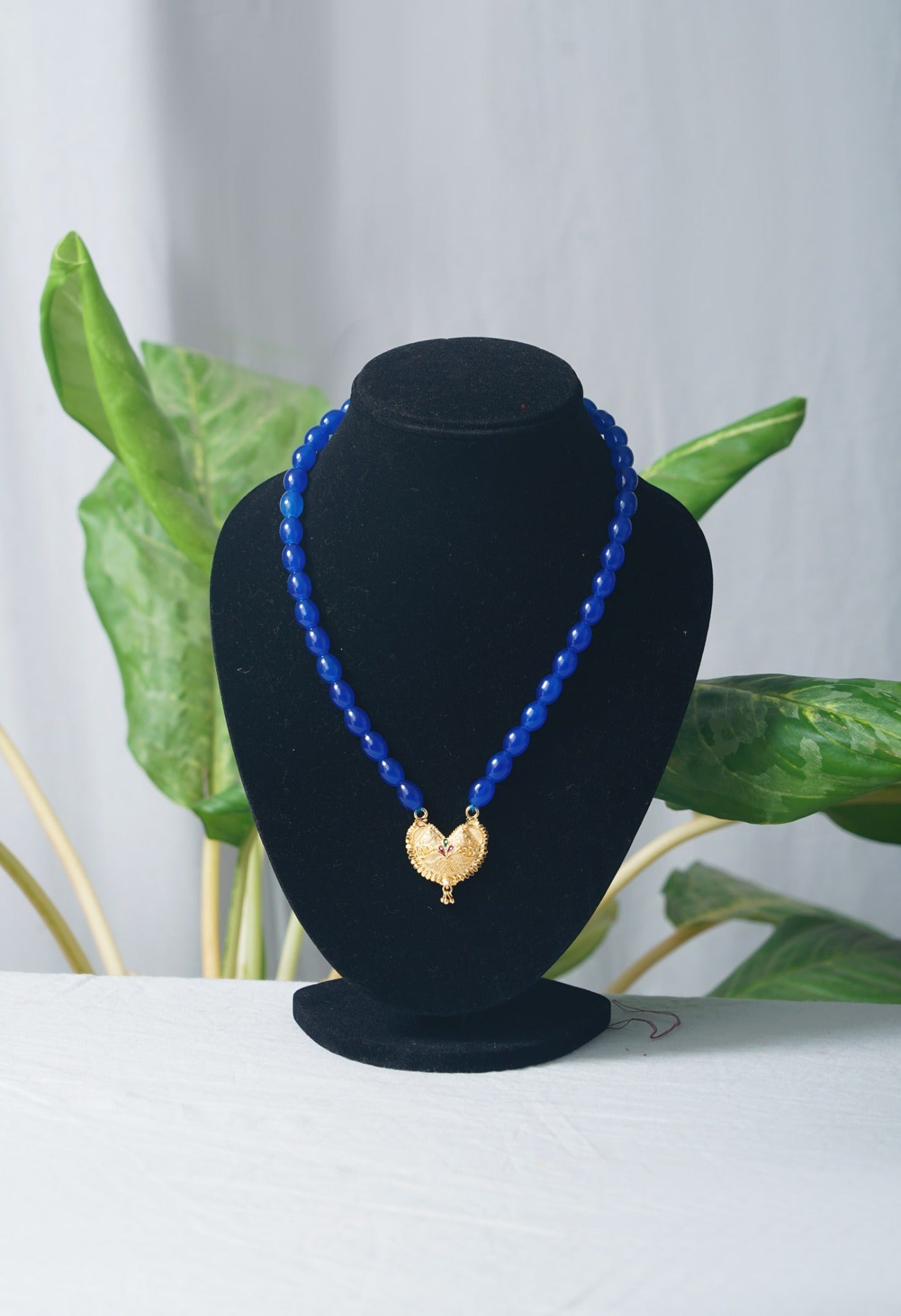 Online Shopping for Blue Amravati Round Beads Necklace with Pendent with jewellery from Andhra pradesh at Unnatisilks.com India
