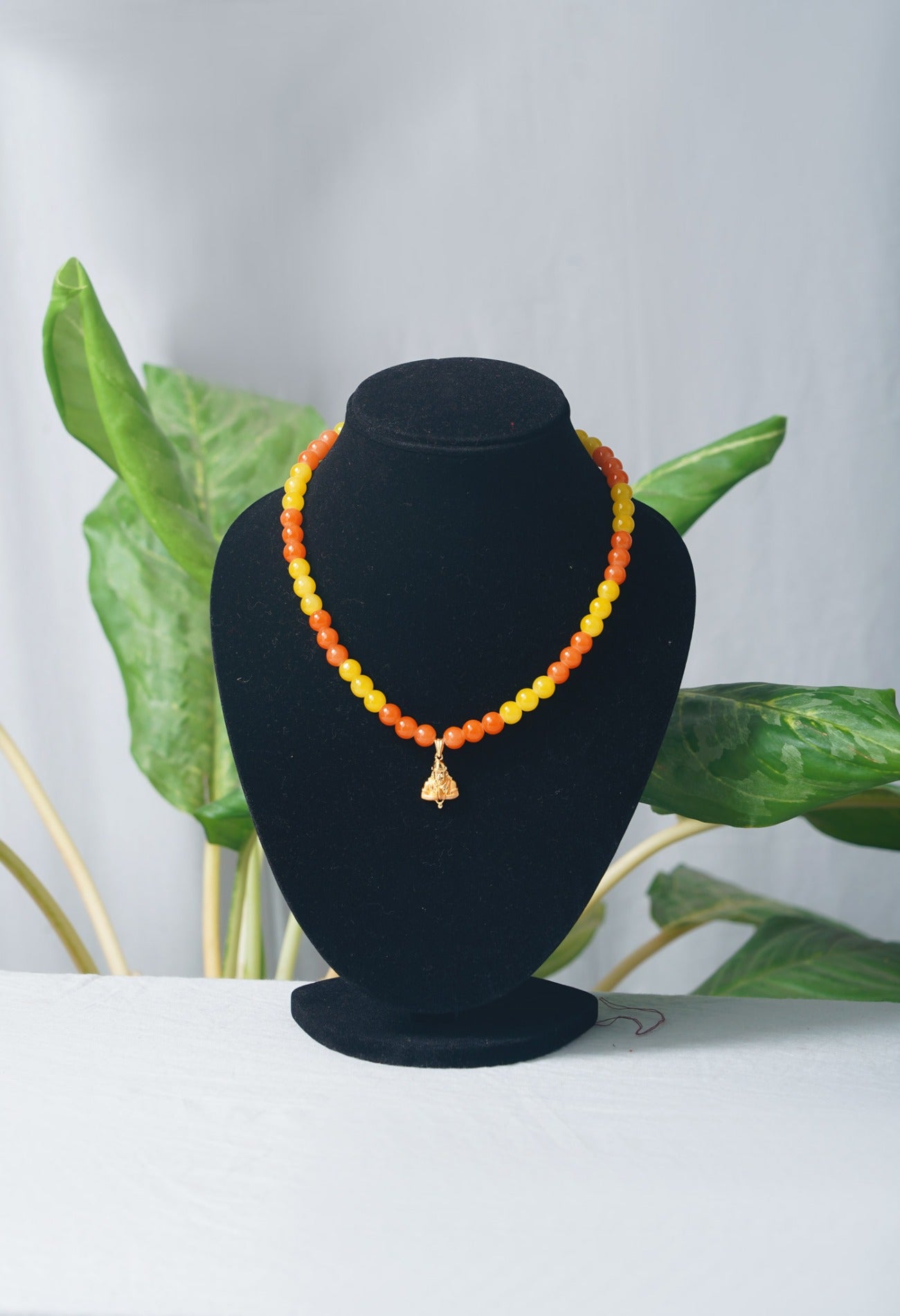 Online Shopping for Yellow and Orange Amravati Round Beads Necklace with Pendent with jewellery from Andhra pradesh at Unnatisilks.com India
